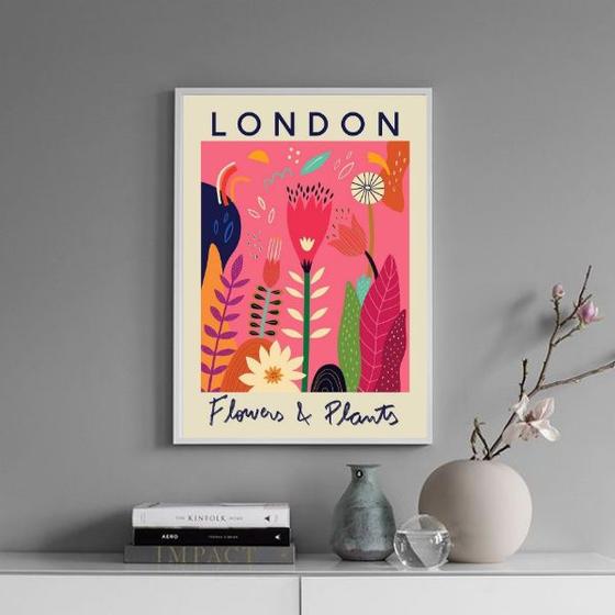 Imagem de Quadro Poster Flower Market - London 24x18cm - com vidro