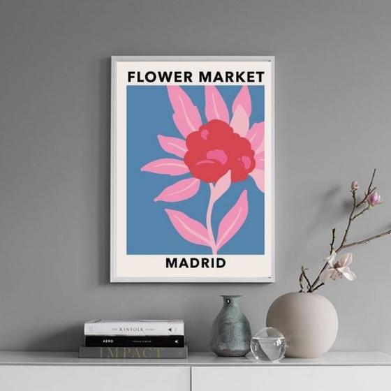 Imagem de Quadro Poster Flower Market - Madrid 33x24cm - com vidro