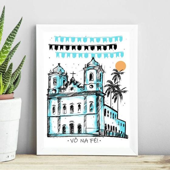 Imagem de Quadro Poster Igreja Do Bonfim - Salvador 33x24cm - com vidro