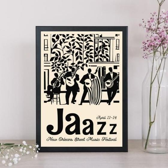 Imagem de Quadro Poster Jz Preto E Bege 33X24Cm