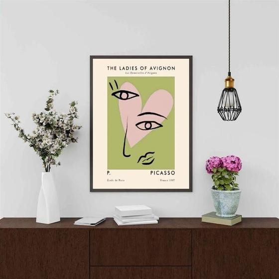 Imagem de Quadro Poster Picasso Verde - Coração 24X18Cm - Com Vidro