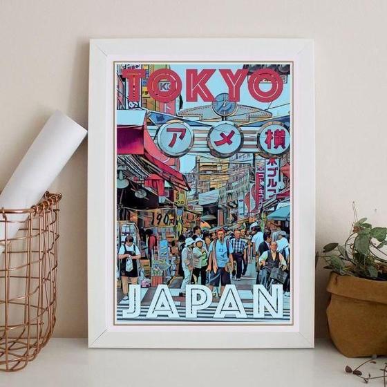 Imagem de Quadro Poster Tokyo - Japão 45X34Cm - Com Vidro