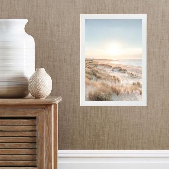 Imagem de Quadro Praia Bege - Lighthouse Beach 45X34Cm - Com Vidro