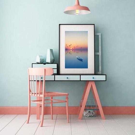 Imagem de Quadro Praia Canoa Por Do Sol - 60X48Cm