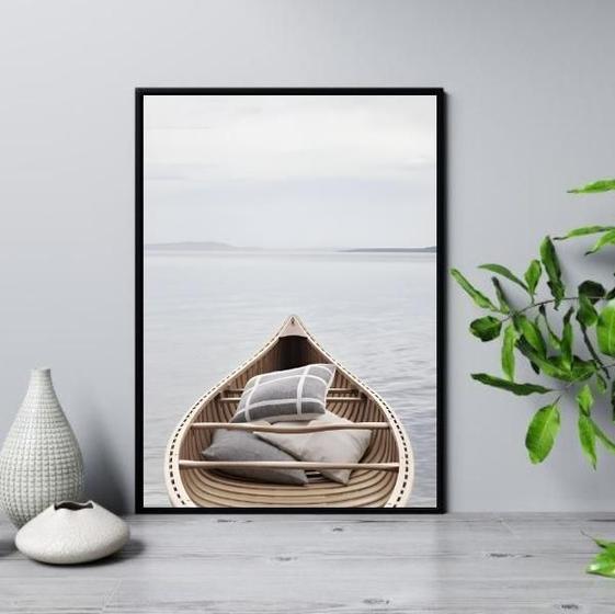 Imagem de Quadro Praia Canoa Relax 45X34Cm - Com Vidro