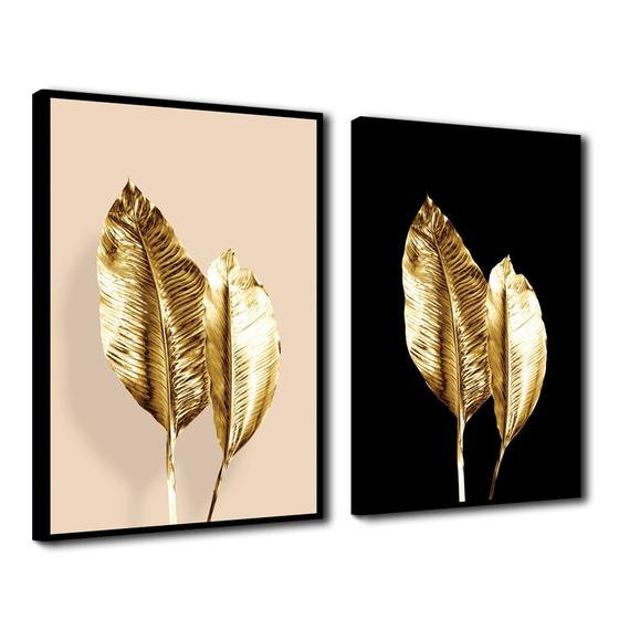 Imagem de Quadro Premium Textura CX Alta Folhas de Ouro 3 2un 40x60