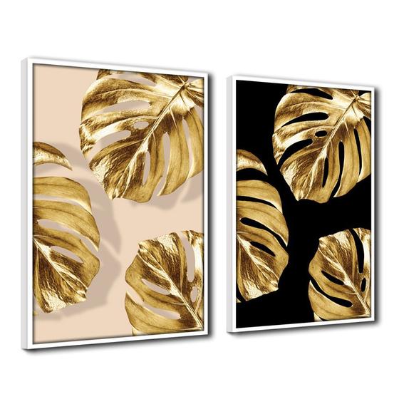 Imagem de Quadro Premium Textura CX Alta Folhas de Ouro 5 2un 40x60