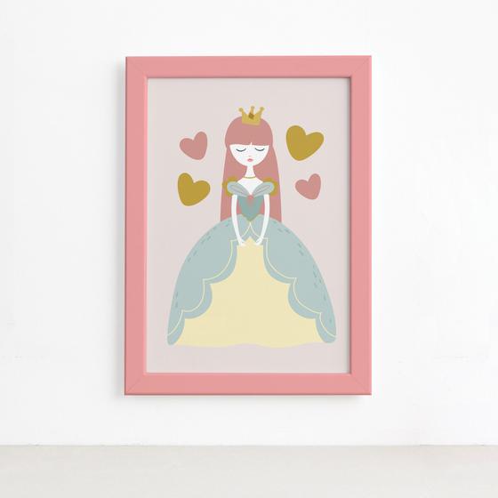 Imagem de Quadro Princesa Infantil Moldura Rosa 22x32cm