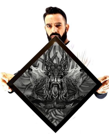 Imagem de Quadro Prisma Odin Lobos E Corvos Incrivel Arte 46cm