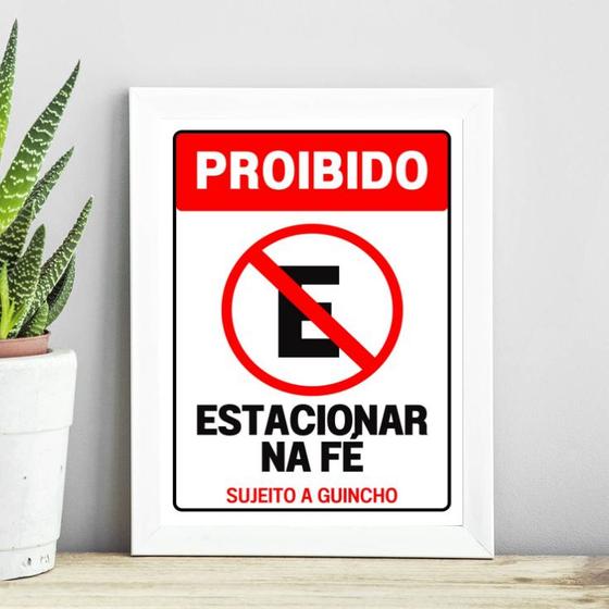 Imagem de Quadro Proibido Estacionar Na Fé 24x18cm - com vidro