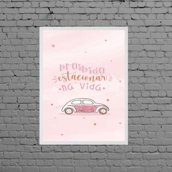 Imagem de Quadro Proibido Estacionar Na Vida Rosa 45x34cm - com vidro