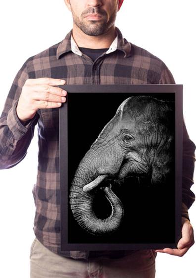 Imagem de Quadro Prosperidade Elefante Savana Preto E Branco