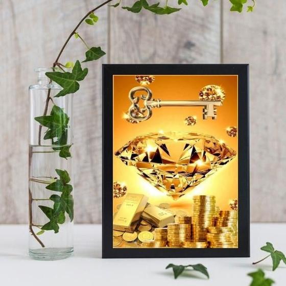 Imagem de Quadro Prosperidade Ouro Diamante 24x18cm - Com Vidro