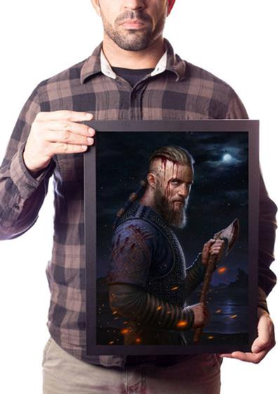 Imagem de Quadro Ragnar Lodbrok Arte Machado Sangue Vikings Valhalla