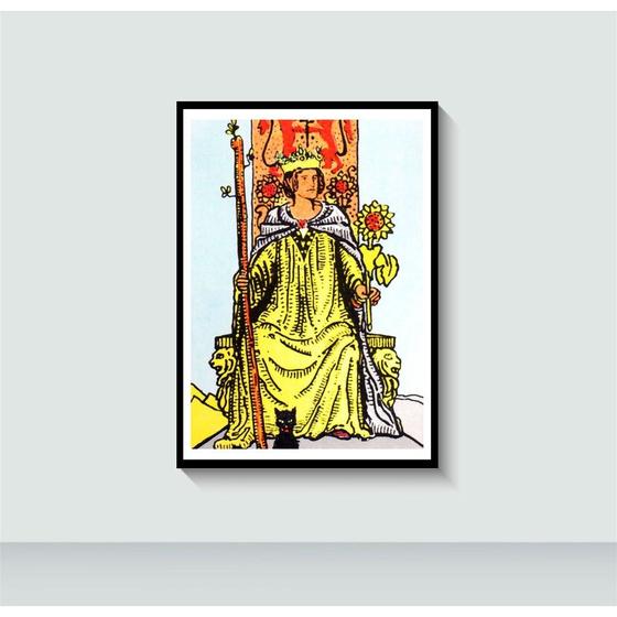 Imagem de Quadro Rainha de Paus Tarot Tarô com Moldura E Acetato Tamanho A3