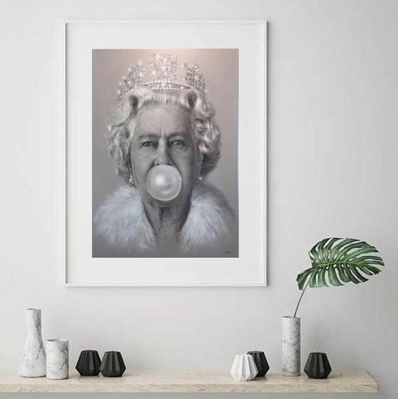 Imagem de Quadro Rainha Elizabeth Bubble Gum - 60x48cm