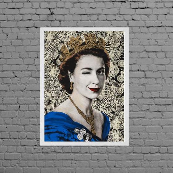 Imagem de Quadro Rainha Elizabeth Pop Arte 24x18cm - com vidro