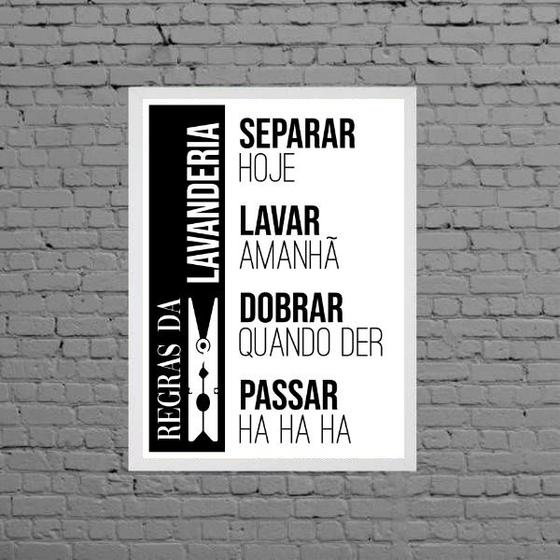 Imagem de Quadro Regras Da Lavanderia Humor 45x34cm - com vidro