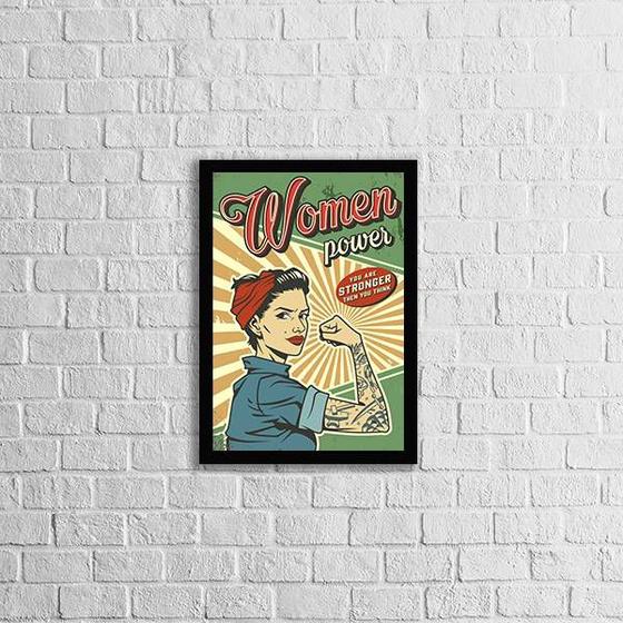 Imagem de Quadro Retrô Woman Power 33x24cm - com vidro