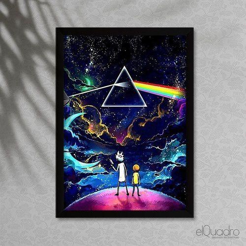 Quadro Rick And Morty X Pink Floyd C/ Moldura E Vidro A5 elquadro Quadro Decorativo