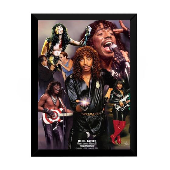 Imagem de Quadro Rick James Funk Soul Musica Arte Moldura 42x29cm