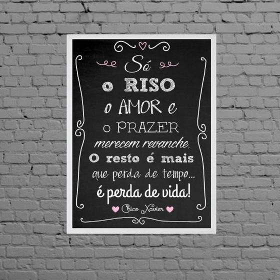 Imagem de Quadro Riso Amor E Prazer Chico Xavier 45x34cm - com vidro