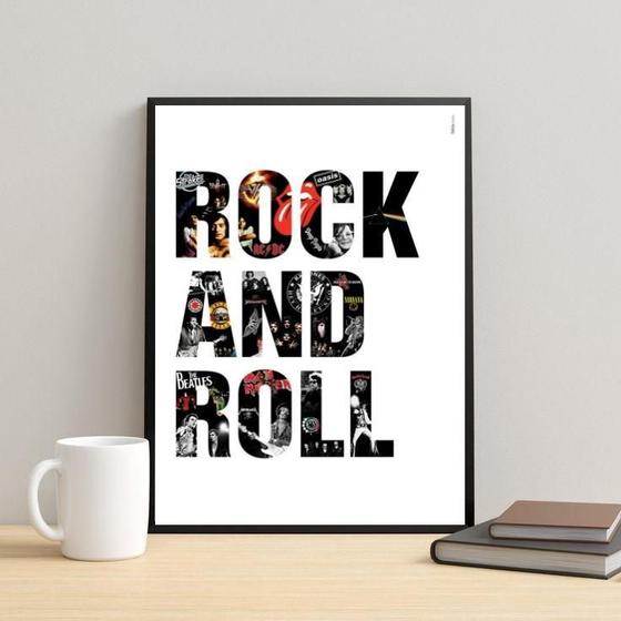 Imagem de Quadro Rock And Roll - Bandas 24X18Cm - Com Vidro