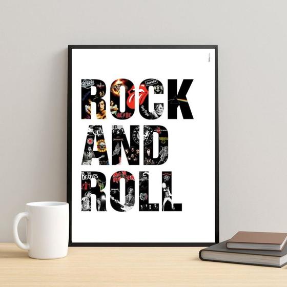 Imagem de Quadro Rock And Roll - Bandas 33x24cm - com vidro