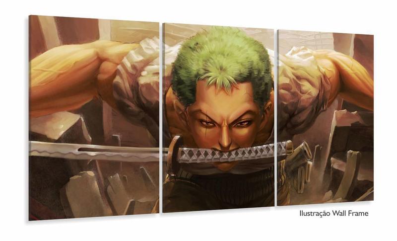 Imagem de Quadro Roronoa Zoro Mosaico Espadachin One Piece 120x60 3 peças