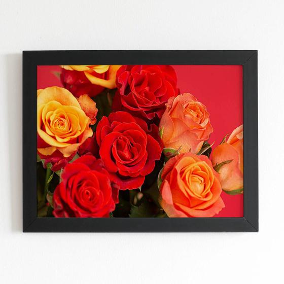 Imagem de Quadro Rosa Tons de Laranja Foto Moldura Preta 60x40cm