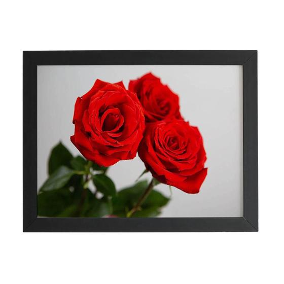 Imagem de Quadro Rosas Três Flores Decorativo Moldura Preta 60X40Cm