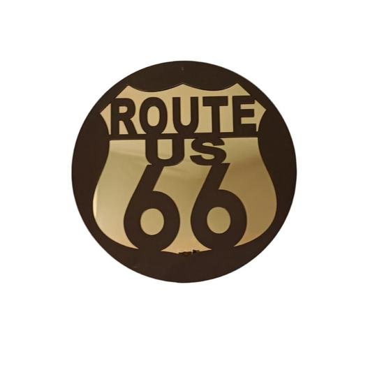 Imagem de Quadro Route 66  38x38 Cm Bronze Lixa/dourado Espelhado