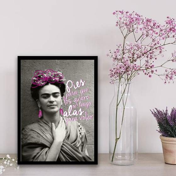 Imagem de Quadro Roxo E Preto Frida Kahlo 33x24cm - com vidro