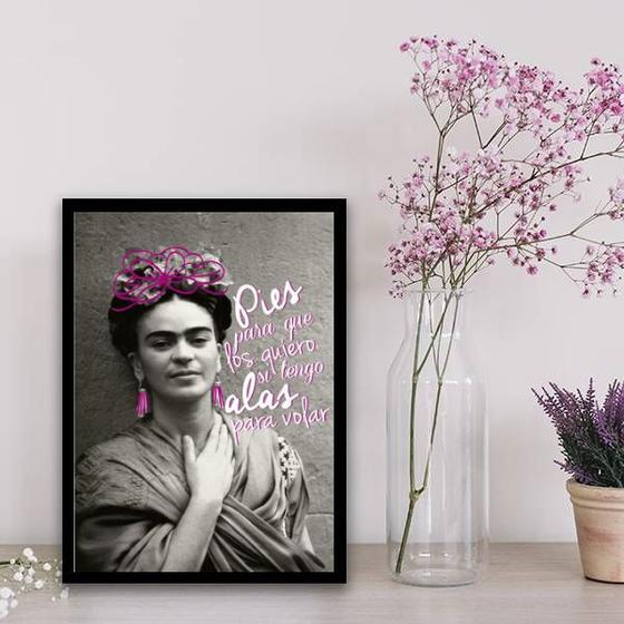 Imagem de Quadro Roxo E Preto Frida Kahlo 45x34cm - com vidro