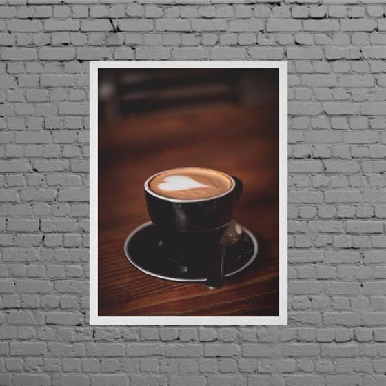 Imagem de Quadro Rústico Xícara Com Café Coração 45x34cm - com vidro