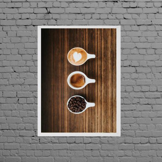 Imagem de Quadro Rústico Xícaras Com Café 45x34cm - com vidro