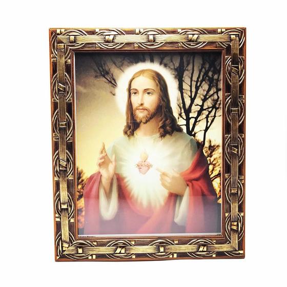 Imagem de Quadro Sagrado Coração de Jesus Com Vidro E Moldura 30 x 25 cm