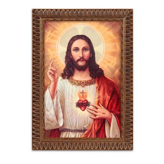 Imagem de Quadro Sagrado Coração de Jesus Moldura Simples 30x20 Cm