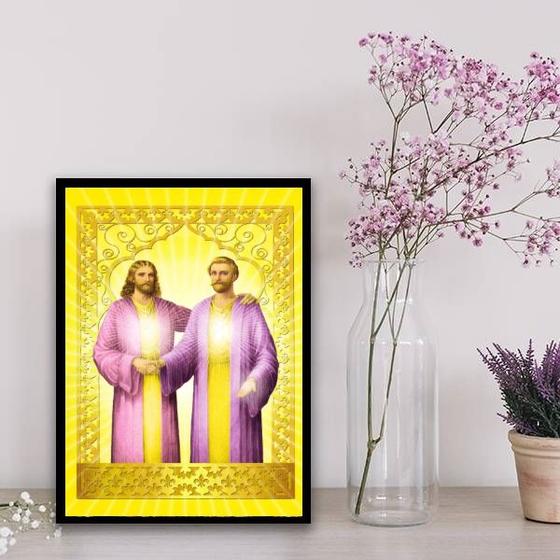 Imagem de Quadro Saint Germain E Jesus Cristo 45x34cm - com vidro