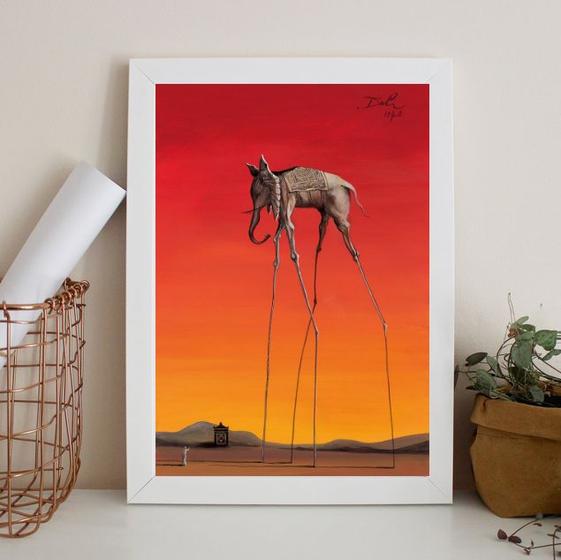 Imagem de Quadro Salvador Dalí - Elefante 33x24cm - com vidro