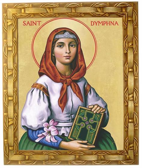 Imagem de Quadro Santa Dymphna, ou Dimpina, mod. 03, 30x25cm. Angelus