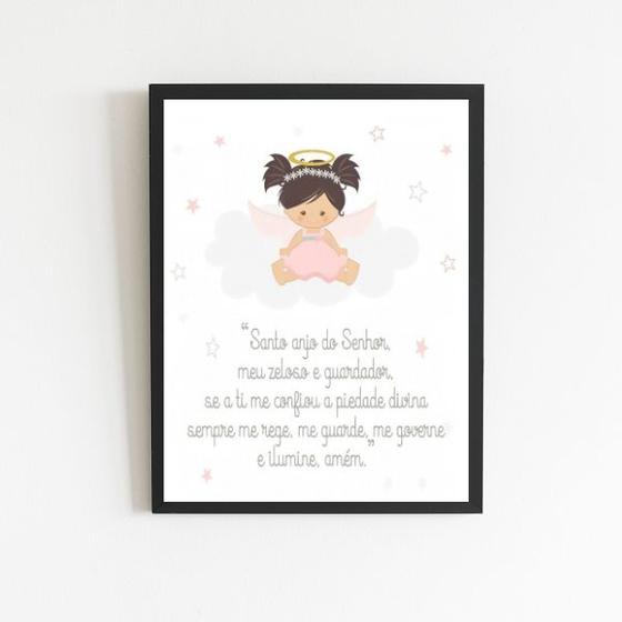 Imagem de Quadro Santo Anjo Anjinha Menina 24x18cm - com vidro