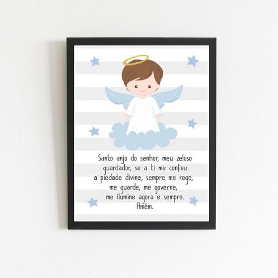 Imagem de Quadro Santo Anjo Anjinho Menino 45x34cm