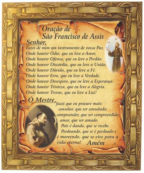 Imagem de Quadro São Francisco Assis, oração, Mod.08, 30x25cm. Angelus