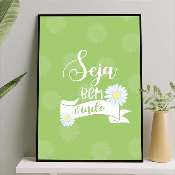 Imagem de Quadro Seja bem vindo - Margaridas 33x24cm - com vidro