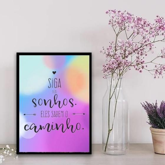 Imagem de Quadro Seus Sonhos Sabem O Caminho 24X18Cm - Vidro Preta