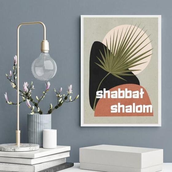 Imagem de Quadro Shabbat Shalom Boho 33X24Cm - Com Vidro