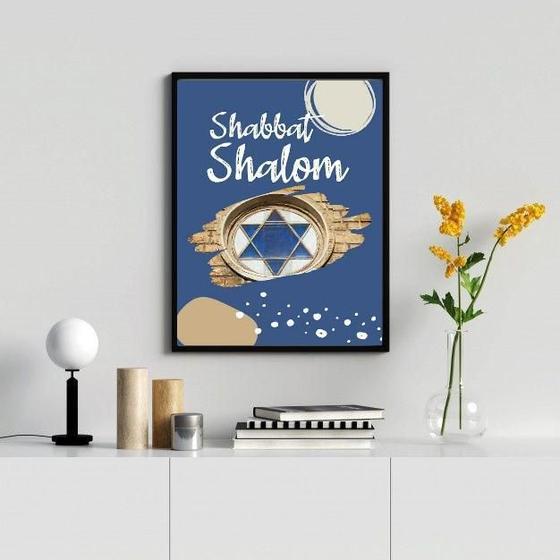 Imagem de Quadro Shabbat Shalom - Estrela de Davi, 33x24cm