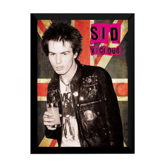 Imagem de Quadro Sid Vicious Punk Banda Sex Pistols Poster Moldurado