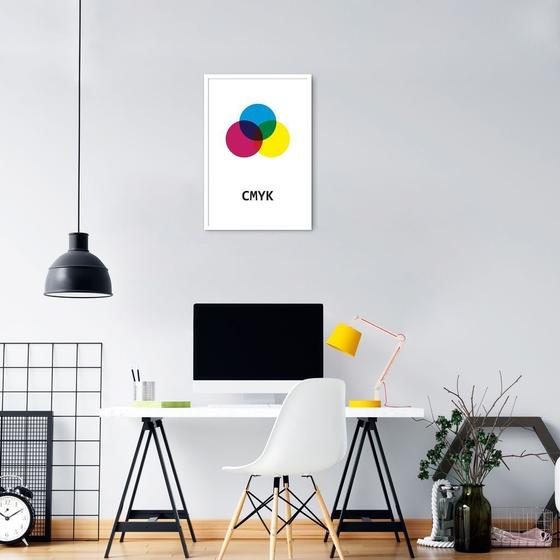 Imagem de Quadro Sistema de Cores CMYK 60x43 Caixa Branco Moldura Caixa, Branca